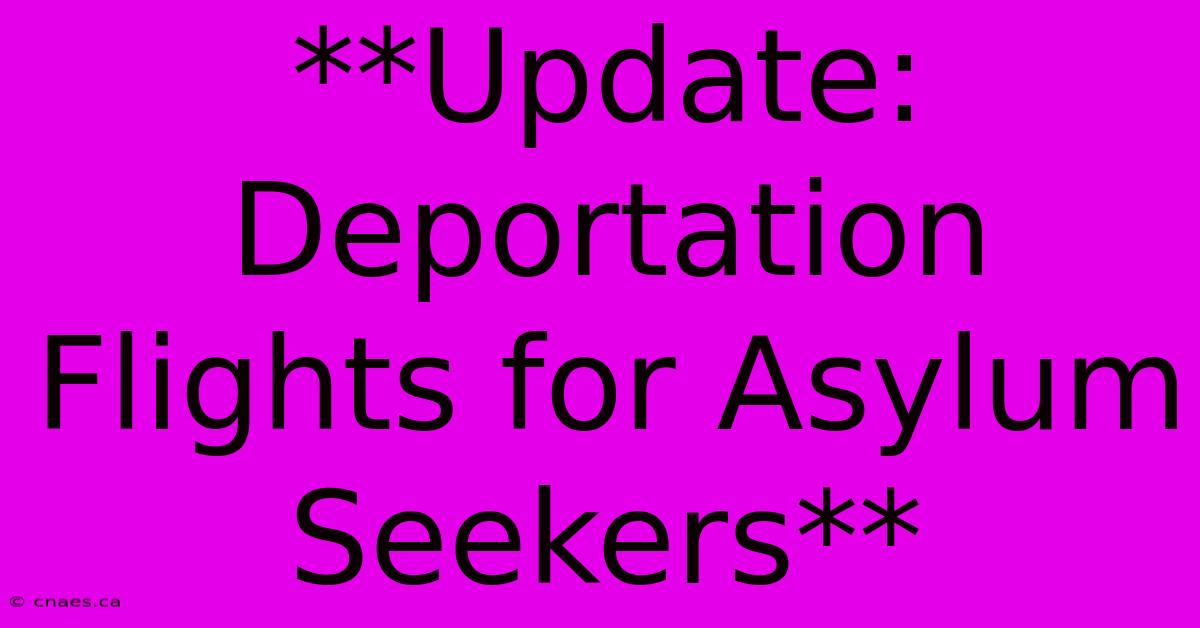 **Update: Deportation Flights For Asylum Seekers**