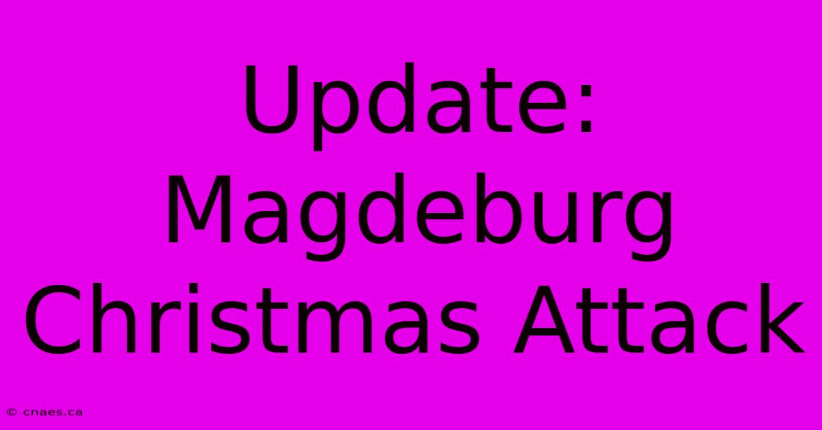 Update: Magdeburg Christmas Attack