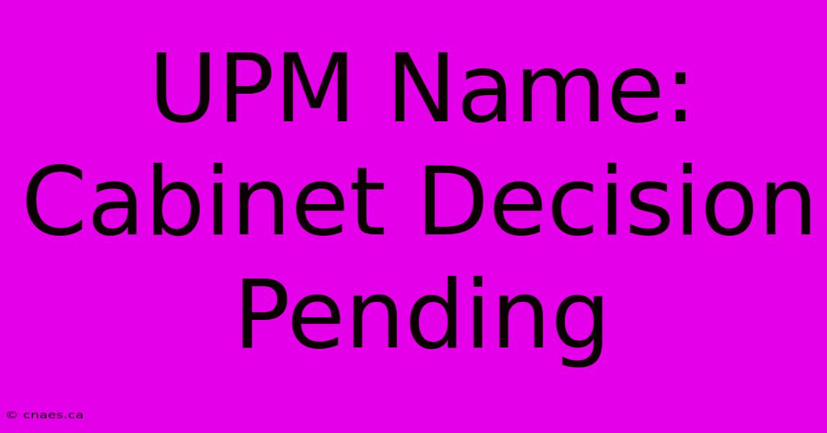 UPM Name: Cabinet Decision Pending