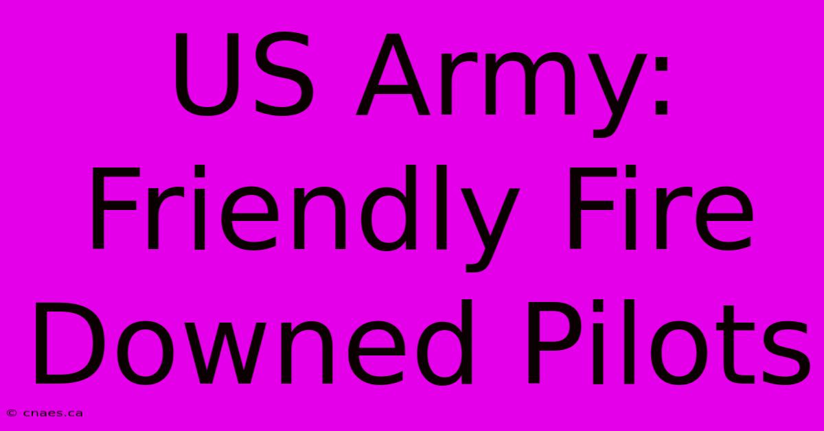 US Army: Friendly Fire Downed Pilots