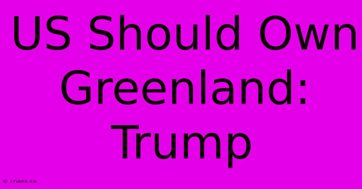 US Should Own Greenland: Trump