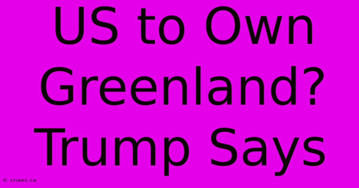 US To Own Greenland? Trump Says