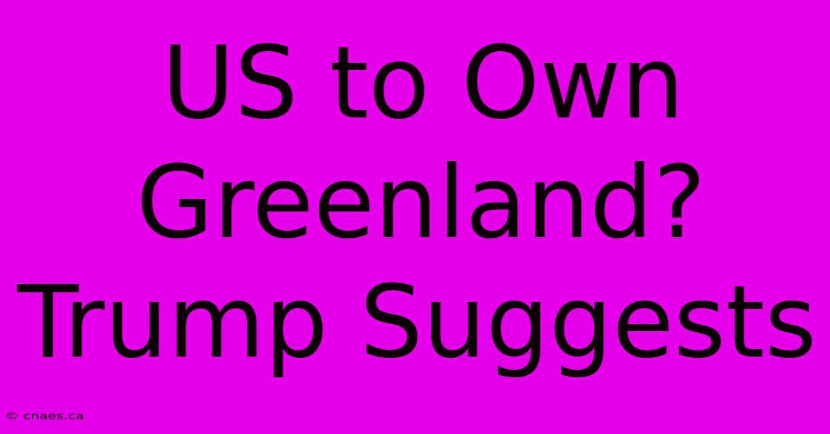 US To Own Greenland? Trump Suggests