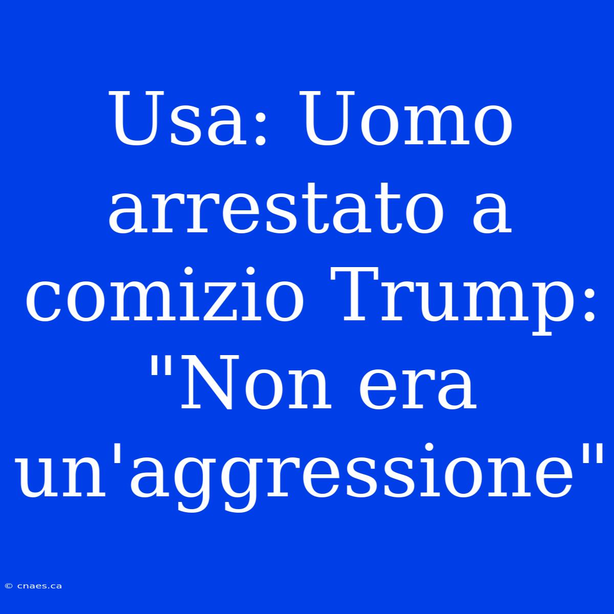 Usa: Uomo Arrestato A Comizio Trump: 