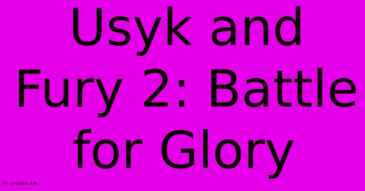 Usyk And Fury 2: Battle For Glory