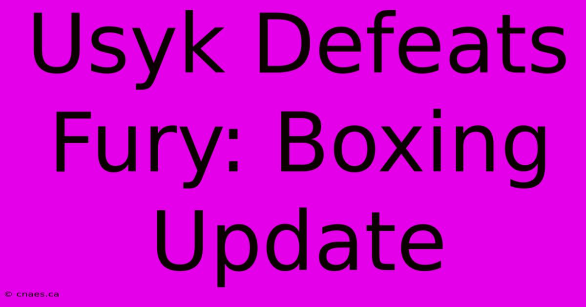 Usyk Defeats Fury: Boxing Update