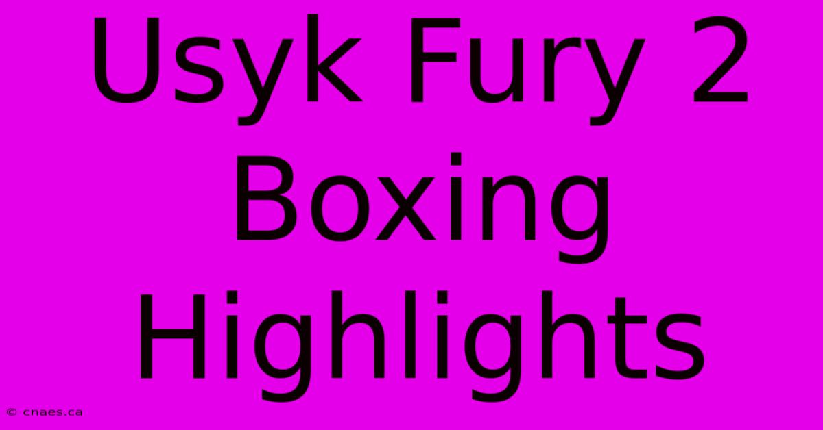 Usyk Fury 2 Boxing Highlights