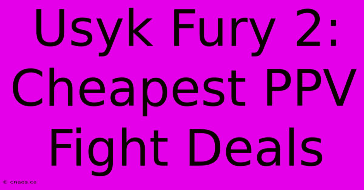 Usyk Fury 2: Cheapest PPV Fight Deals