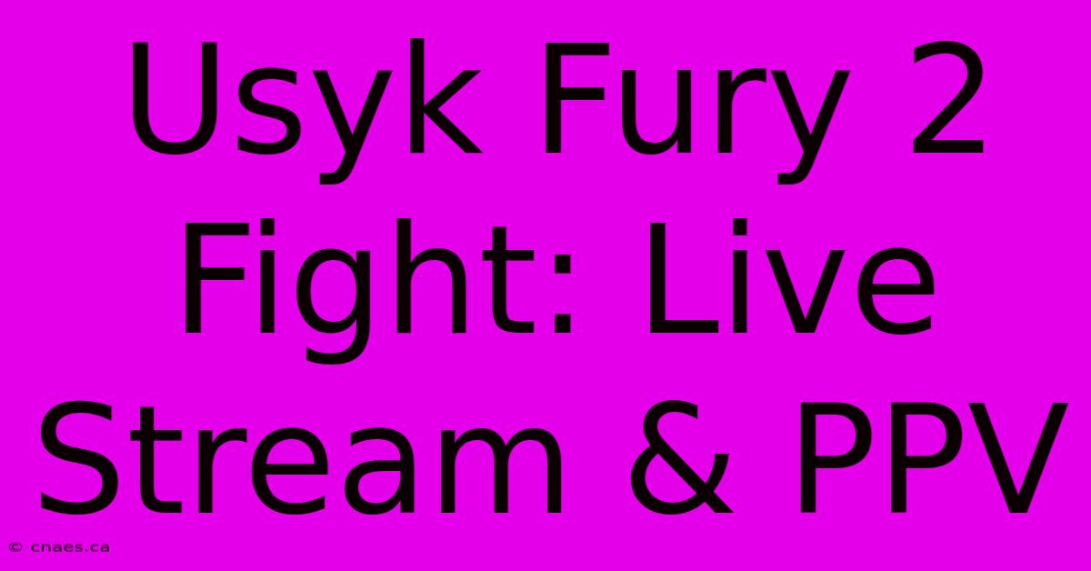 Usyk Fury 2 Fight: Live Stream & PPV