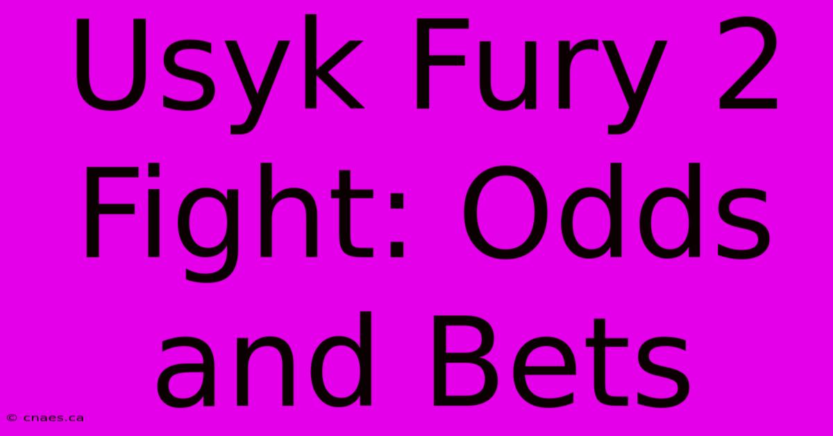 Usyk Fury 2 Fight: Odds And Bets