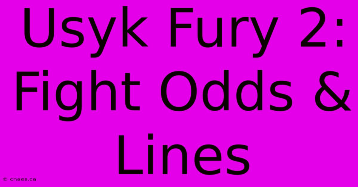 Usyk Fury 2: Fight Odds & Lines