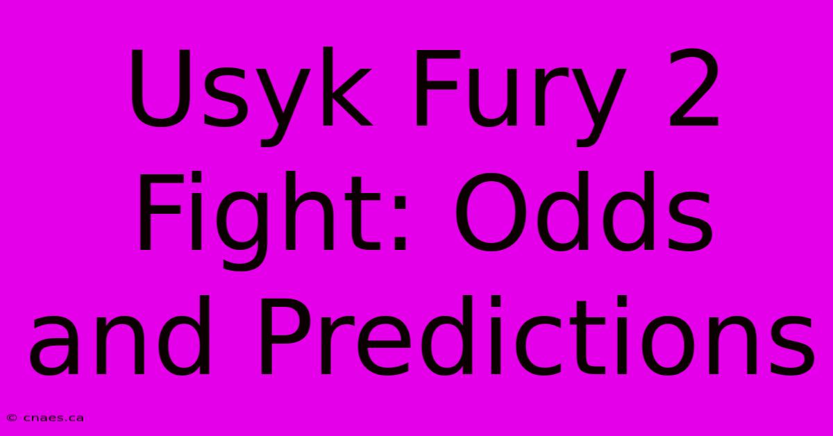 Usyk Fury 2 Fight: Odds And Predictions