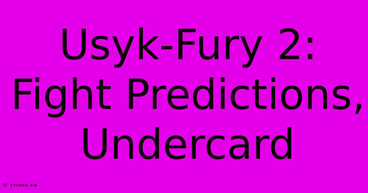 Usyk-Fury 2: Fight Predictions, Undercard