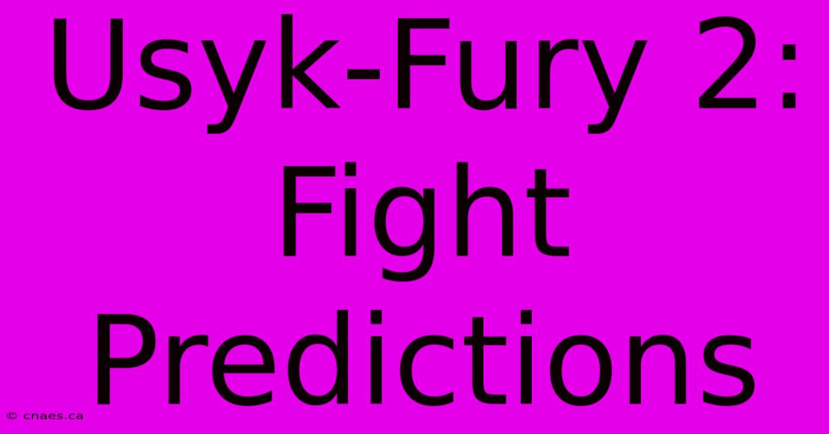 Usyk-Fury 2: Fight Predictions