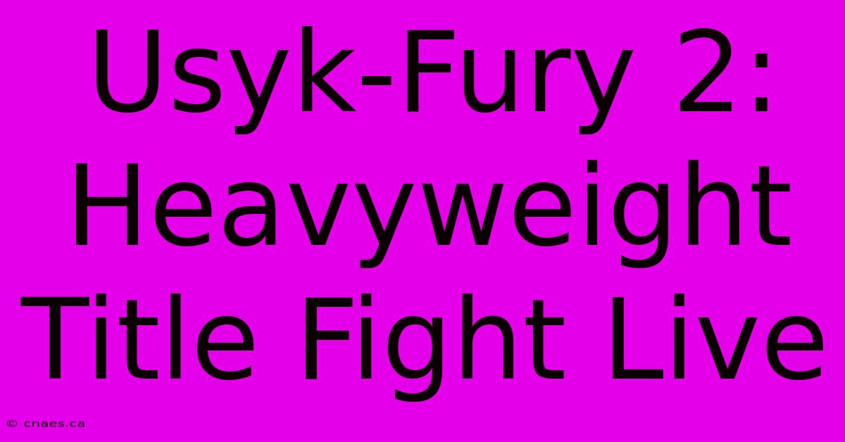 Usyk-Fury 2: Heavyweight Title Fight Live