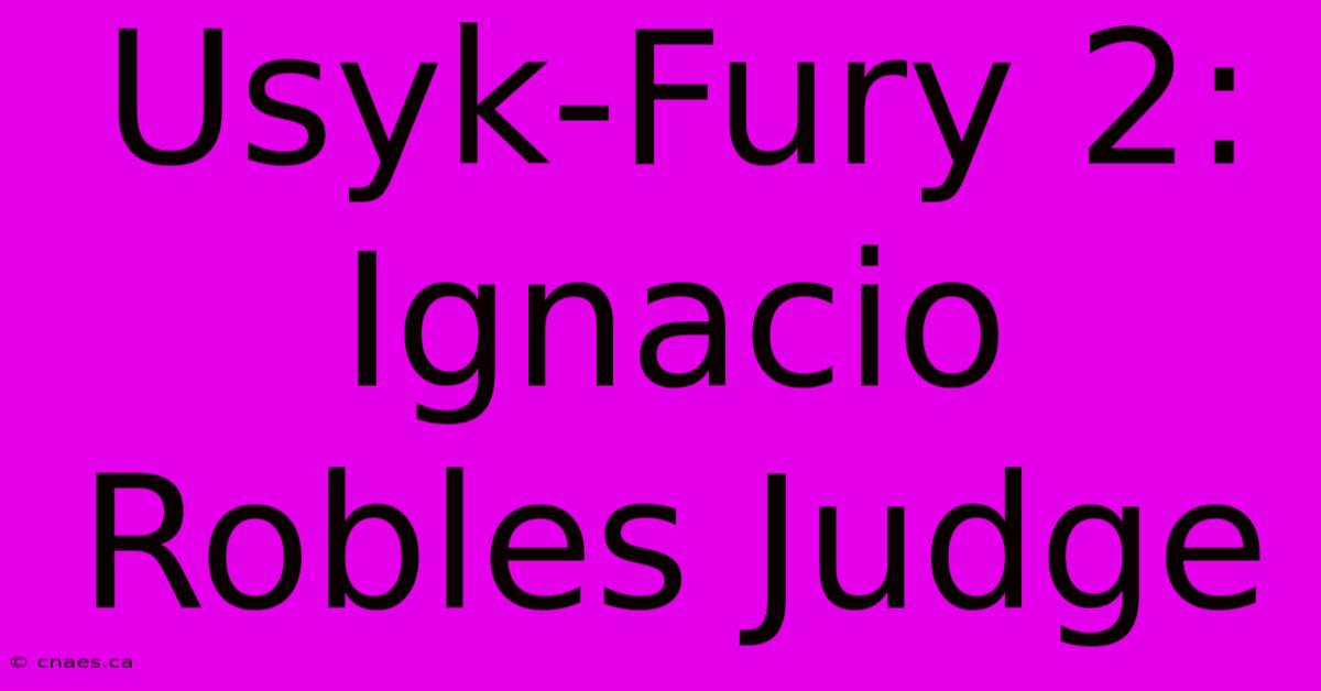 Usyk-Fury 2: Ignacio Robles Judge