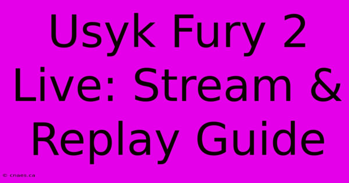 Usyk Fury 2 Live: Stream & Replay Guide