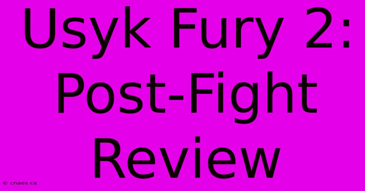 Usyk Fury 2: Post-Fight Review