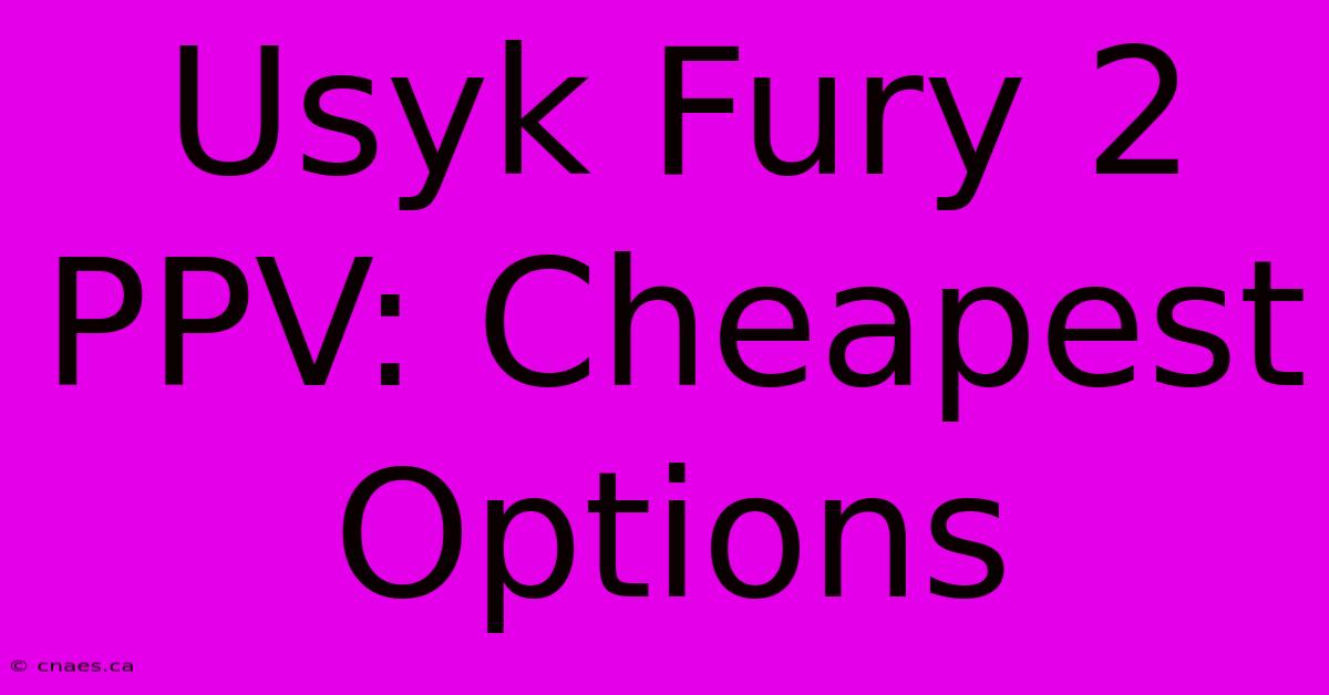 Usyk Fury 2 PPV: Cheapest Options