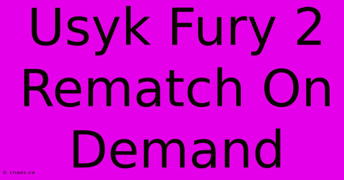 Usyk Fury 2 Rematch On Demand