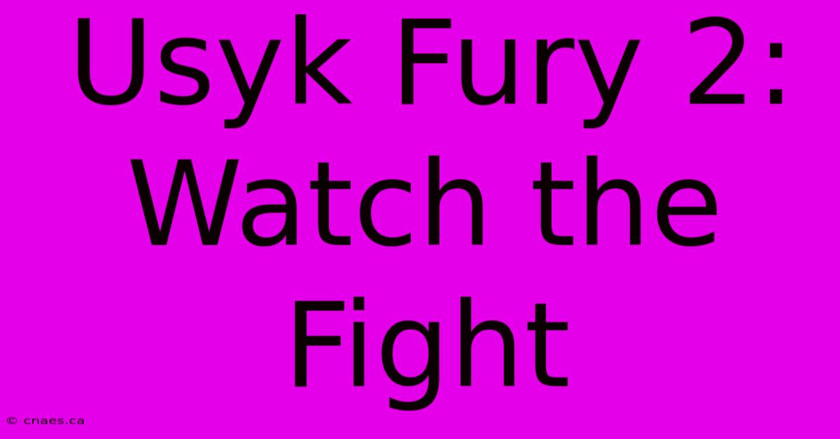 Usyk Fury 2: Watch The Fight