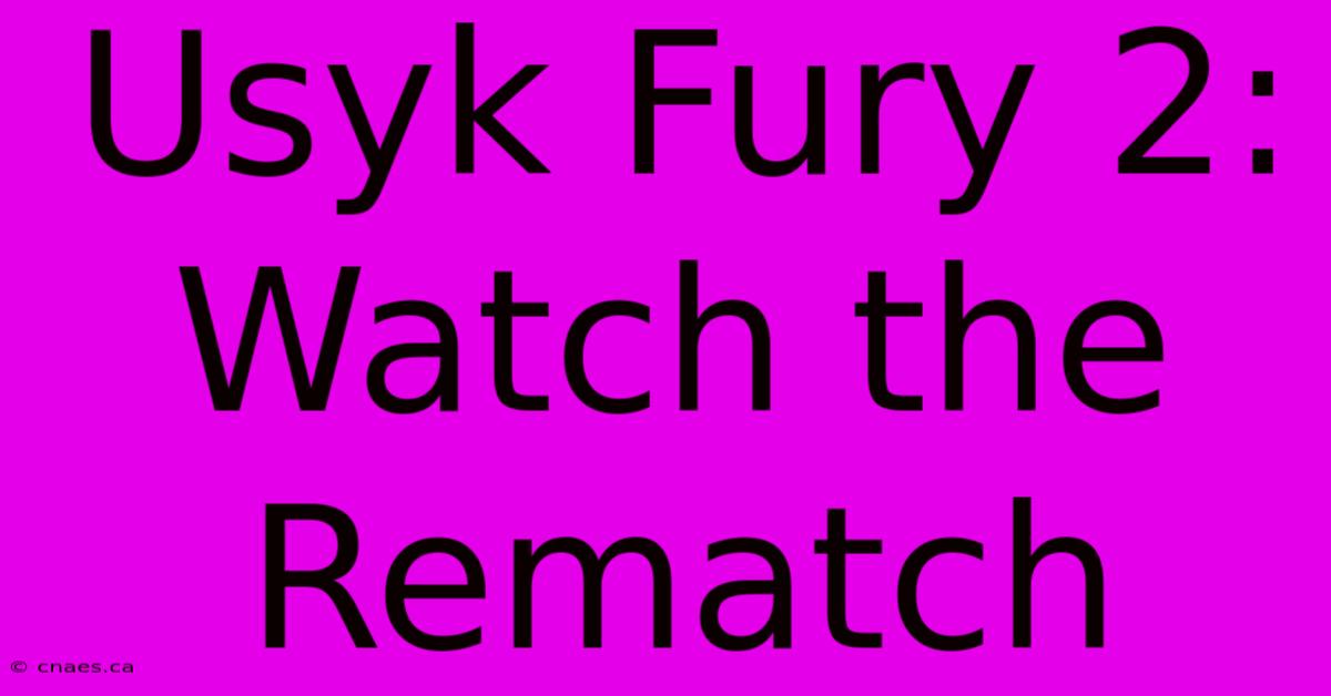 Usyk Fury 2: Watch The Rematch