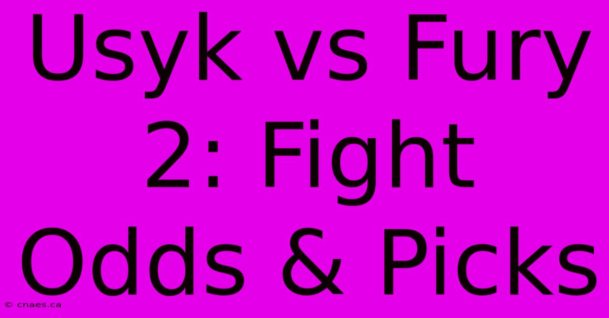 Usyk Vs Fury 2: Fight Odds & Picks