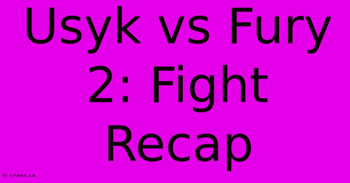 Usyk Vs Fury 2: Fight Recap