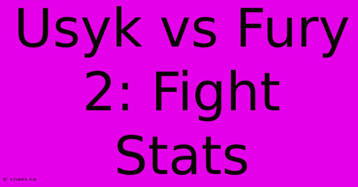 Usyk Vs Fury 2: Fight Stats