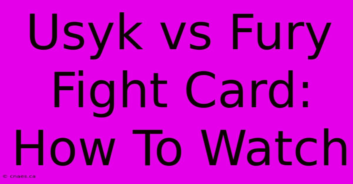 Usyk Vs Fury Fight Card: How To Watch