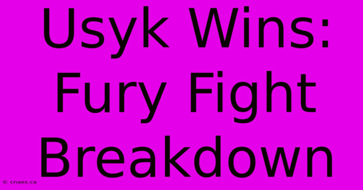 Usyk Wins: Fury Fight Breakdown