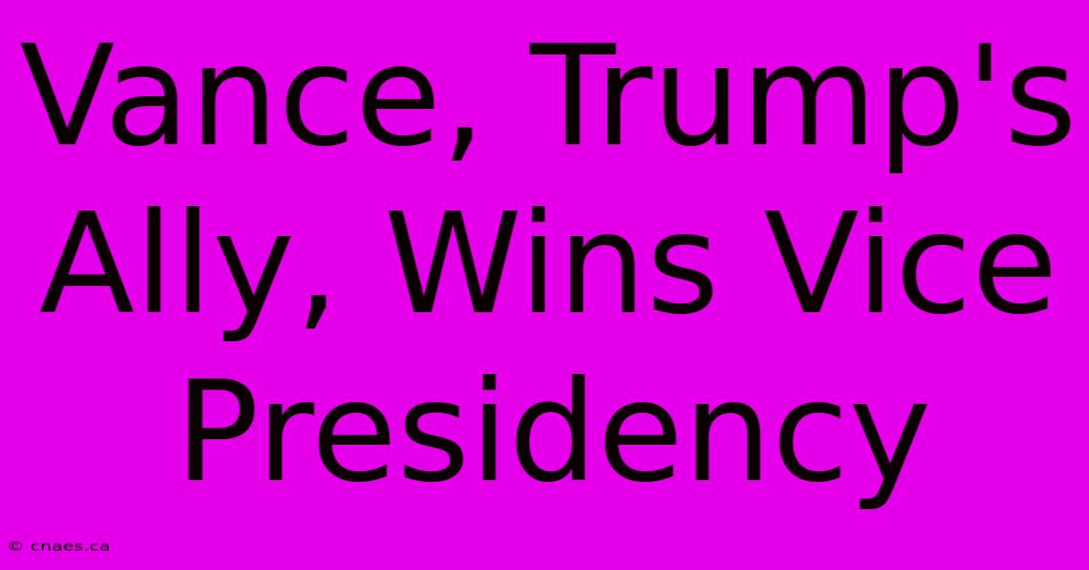 Vance, Trump's Ally, Wins Vice Presidency