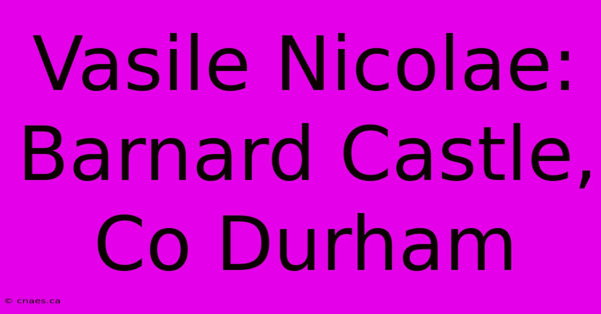 Vasile Nicolae: Barnard Castle, Co Durham