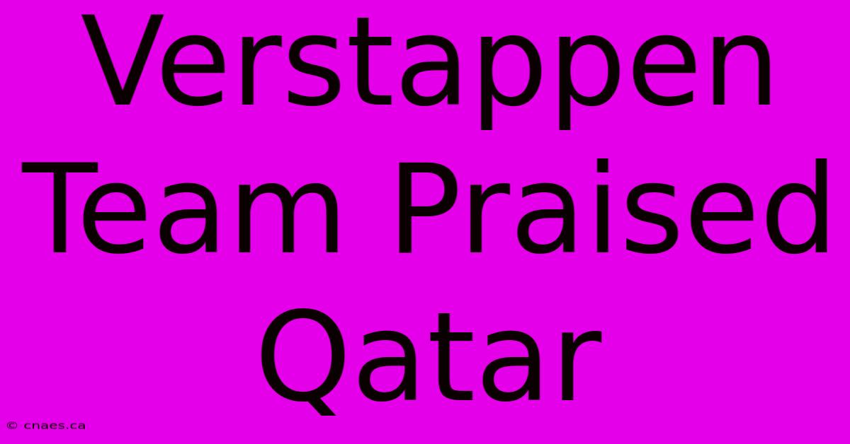 Verstappen Team Praised Qatar