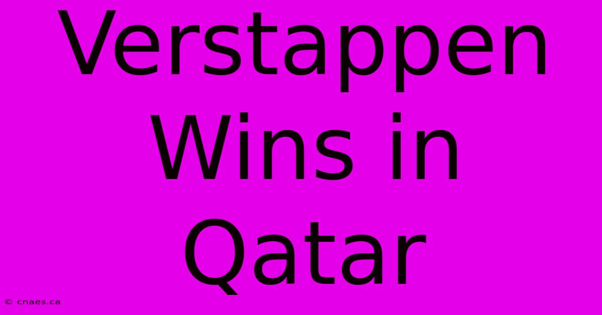 Verstappen Wins In Qatar