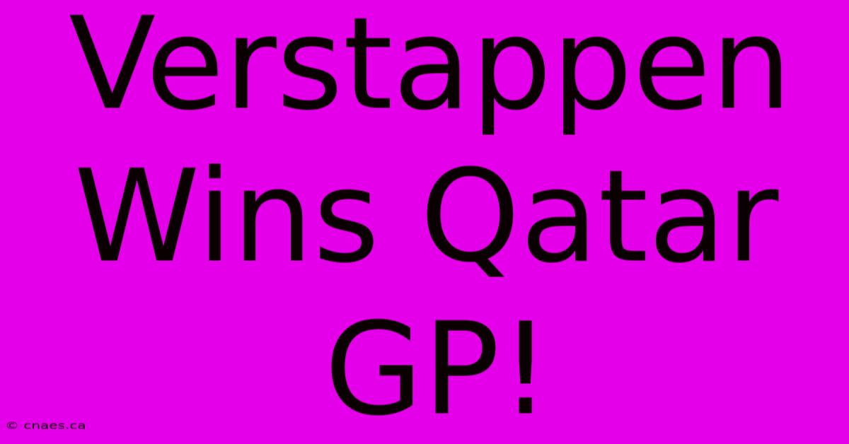 Verstappen Wins Qatar GP!