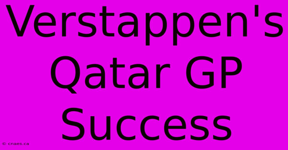 Verstappen's Qatar GP Success