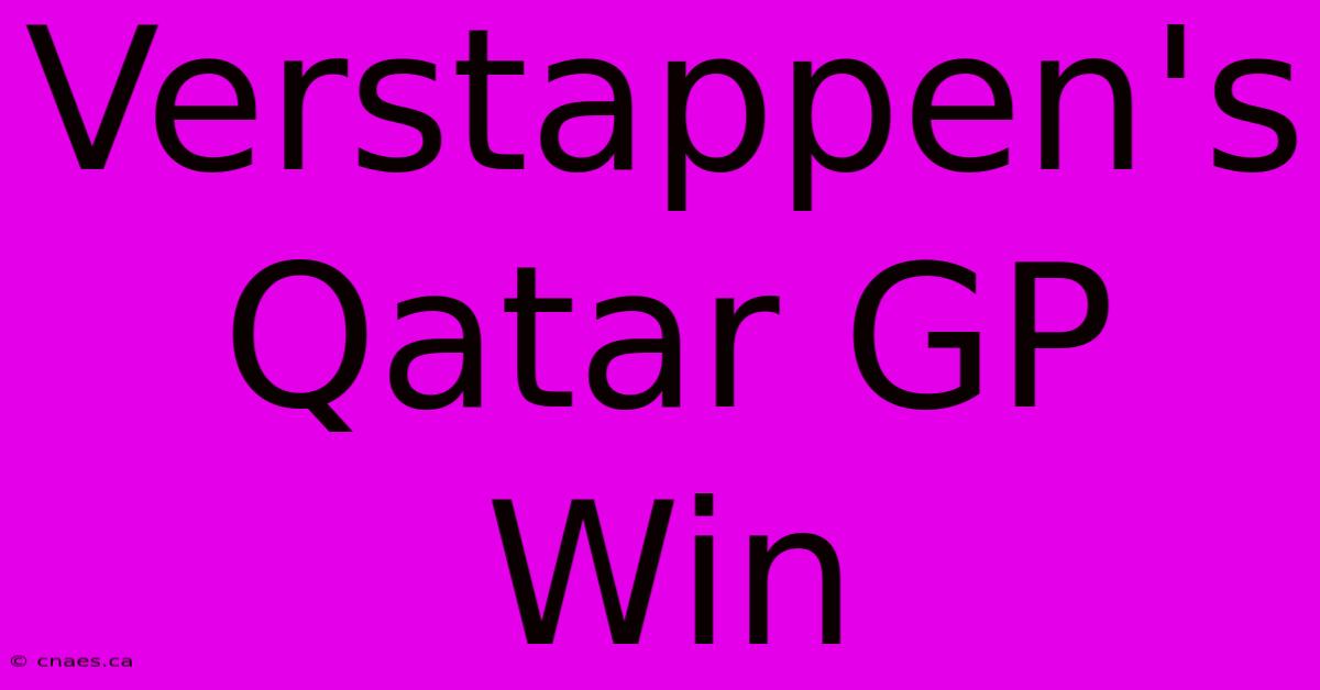 Verstappen's Qatar GP Win