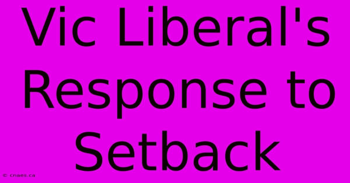 Vic Liberal's Response To Setback