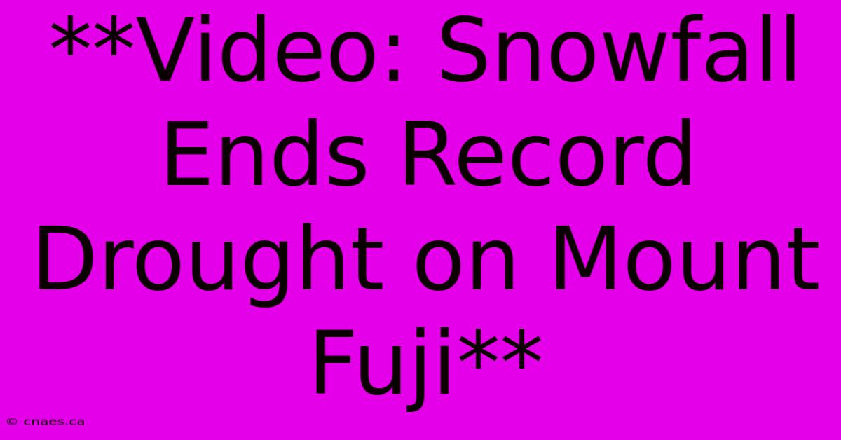 **Video: Snowfall Ends Record Drought On Mount Fuji**