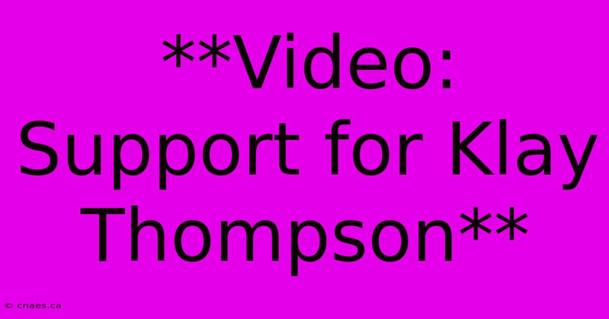 **Video: Support For Klay Thompson**