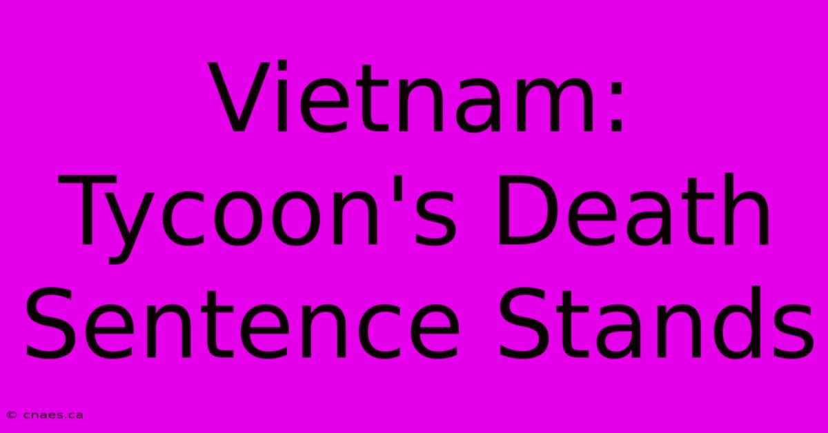 Vietnam: Tycoon's Death Sentence Stands