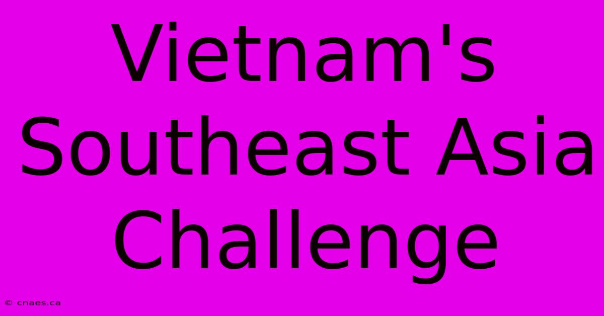 Vietnam's Southeast Asia Challenge