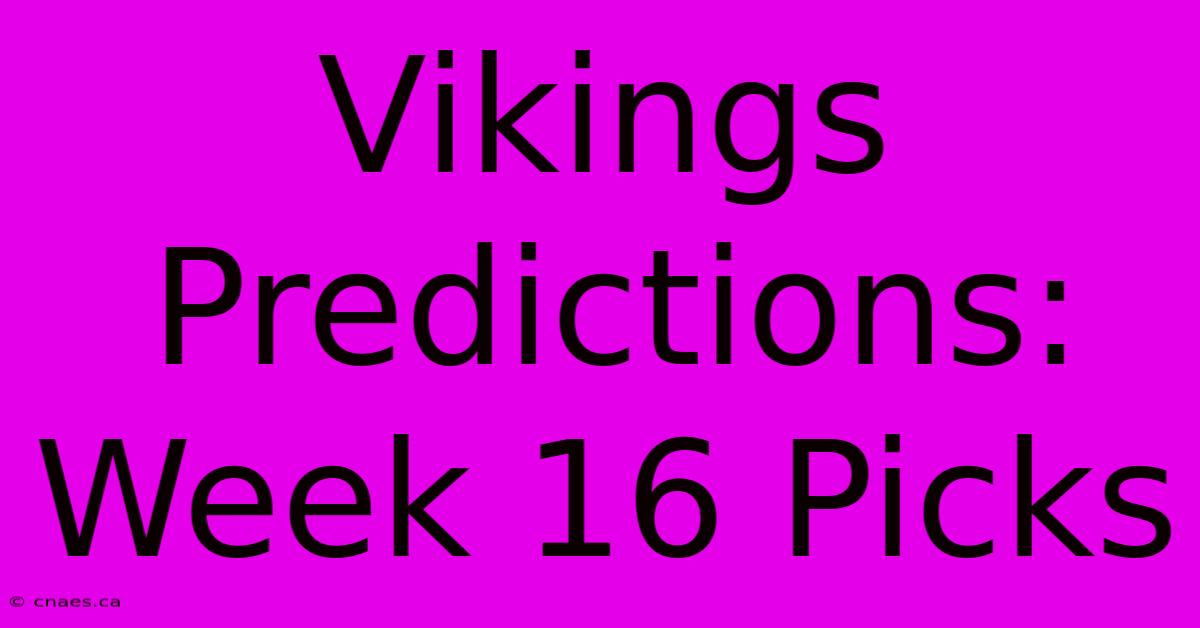 Vikings Predictions: Week 16 Picks