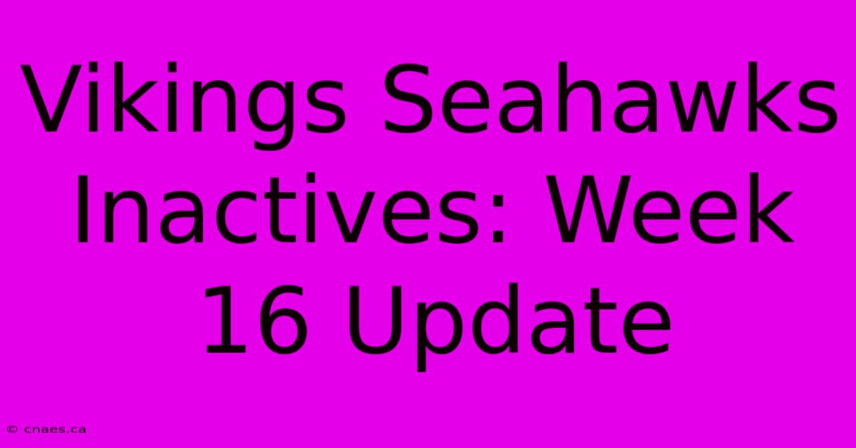 Vikings Seahawks Inactives: Week 16 Update