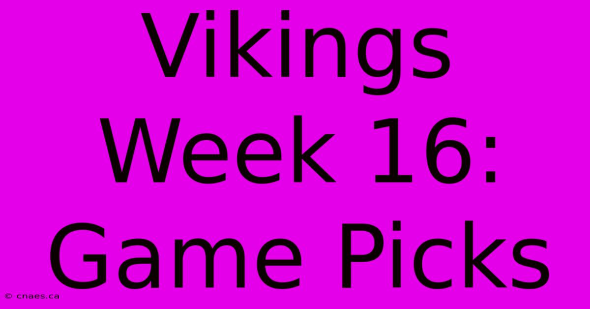 Vikings Week 16: Game Picks