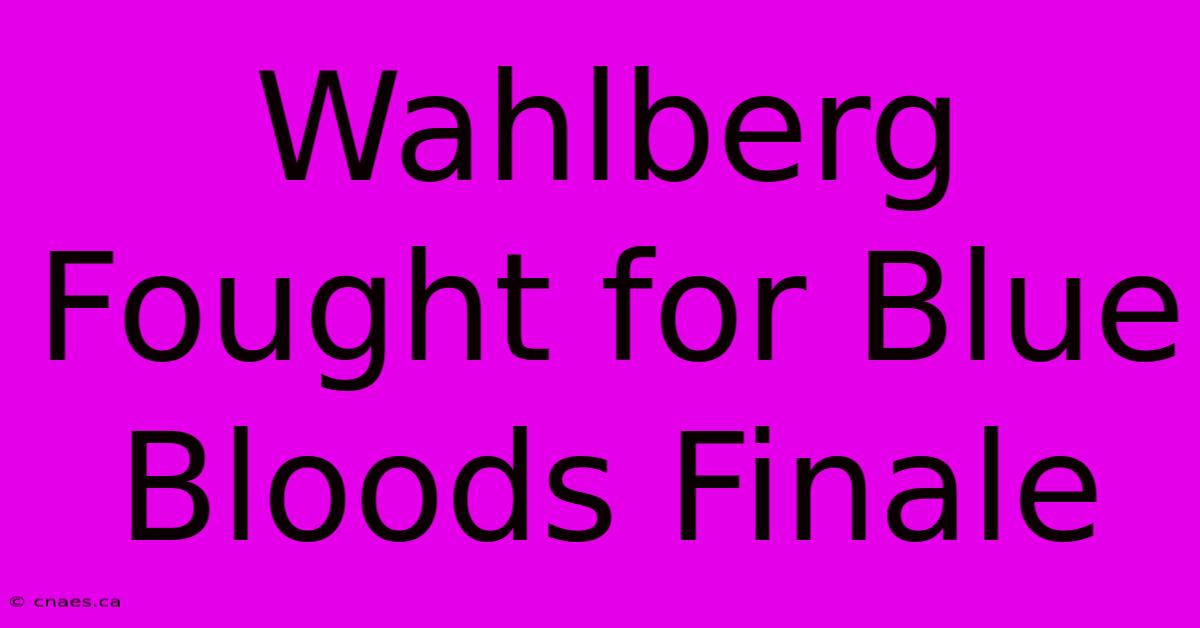 Wahlberg Fought For Blue Bloods Finale