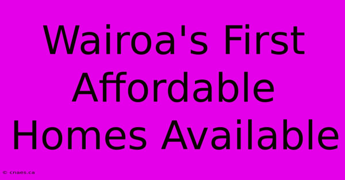 Wairoa's First Affordable Homes Available