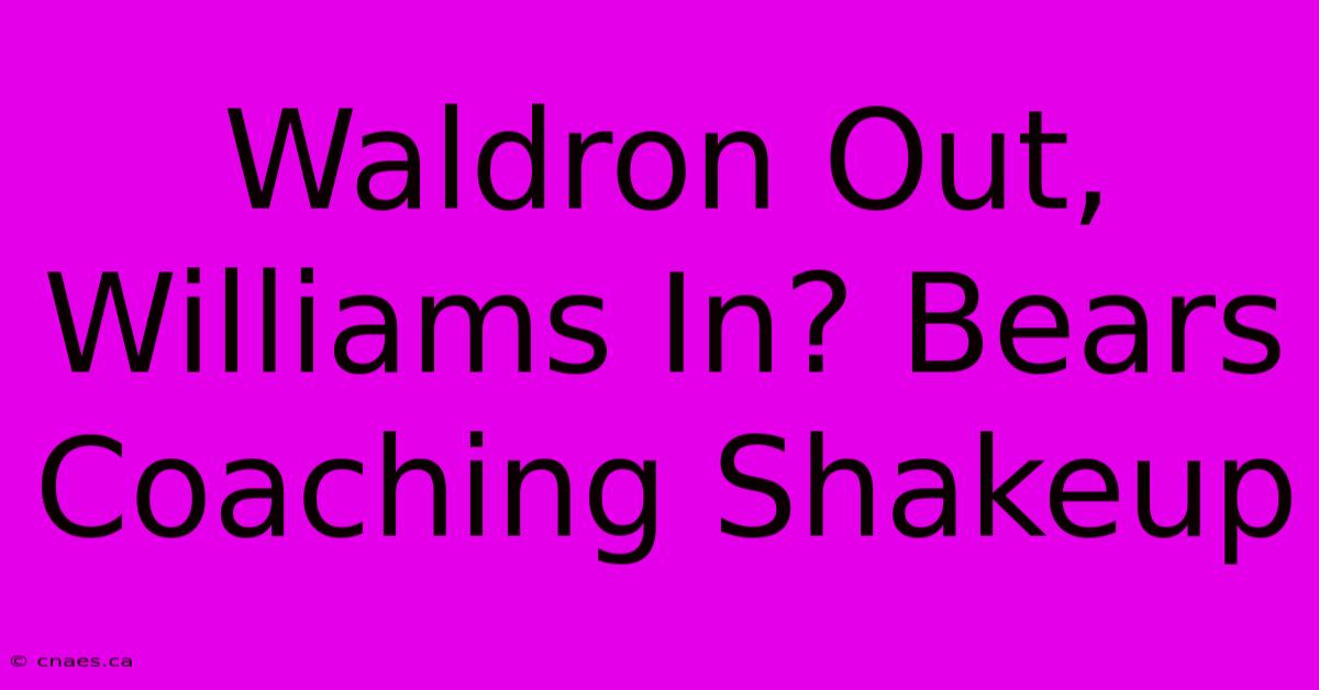 Waldron Out, Williams In? Bears Coaching Shakeup 