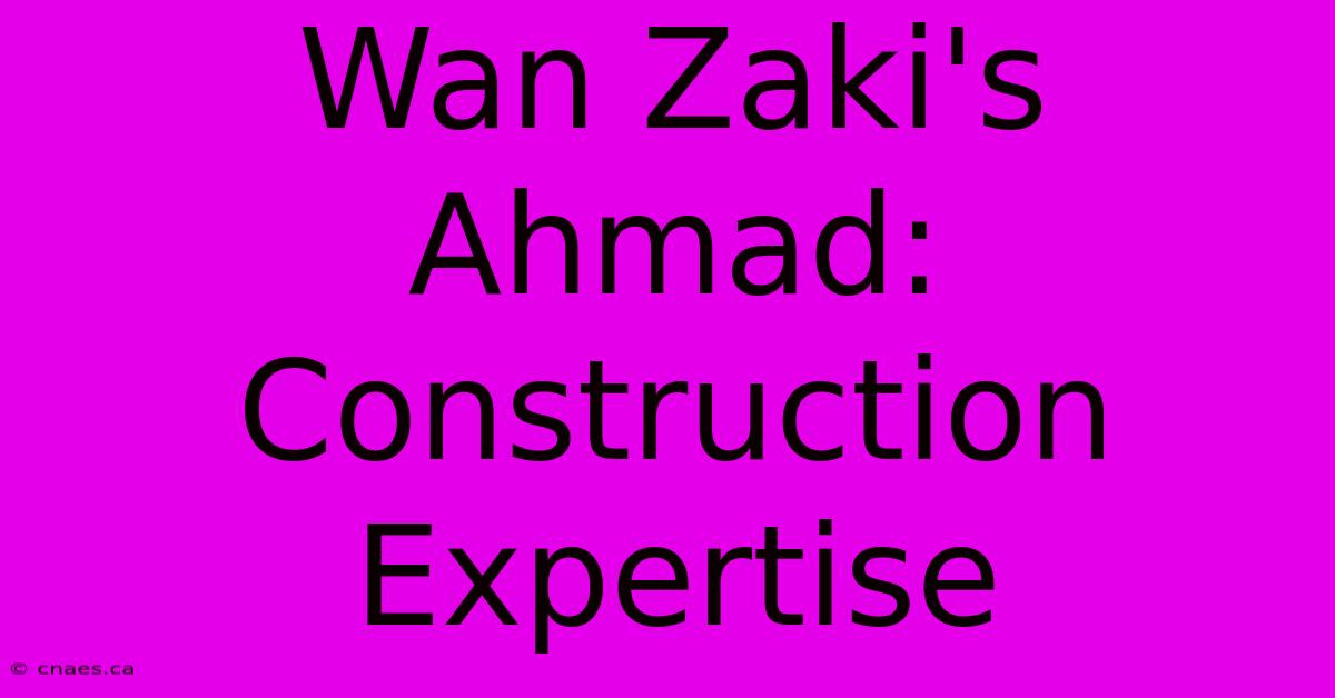 Wan Zaki's Ahmad: Construction Expertise